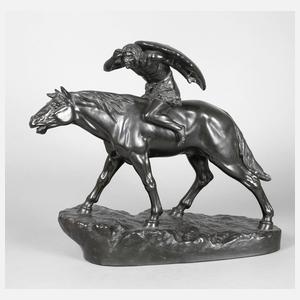 Niederlösnitz/Dresden Große Figur reitender Indianer
