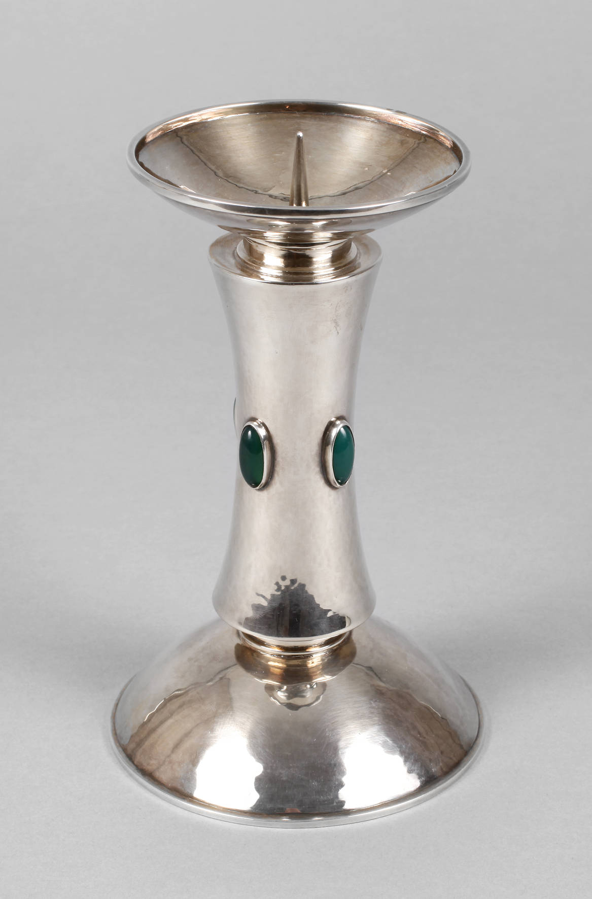 Silberleuchter mit Chrysopras