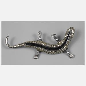 Art déco-Brosche als Salamander