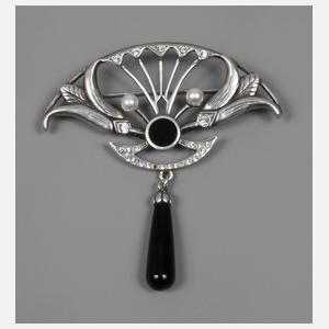 Silberbrosche Art déco