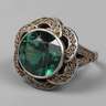Theodor Fahrner Blütenring mit grünem Stein