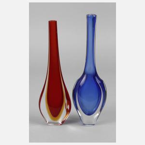 Murano zwei Stangenvasen Flavio Poli