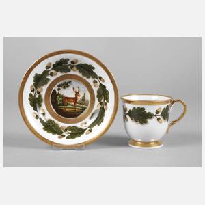 Biedermeiertasse mit Hirschmotiv