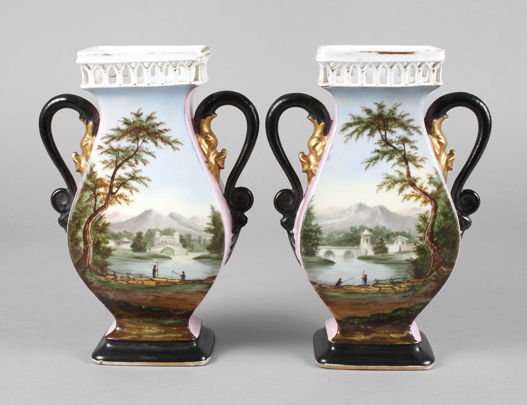 Paar Ansichtenvasen Frankreich