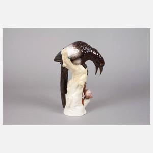 KPM Berlin Elster auf Ast mit Schnecke