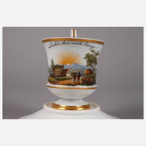 Meissen Ansichtentasse mit Schlangenhenkel