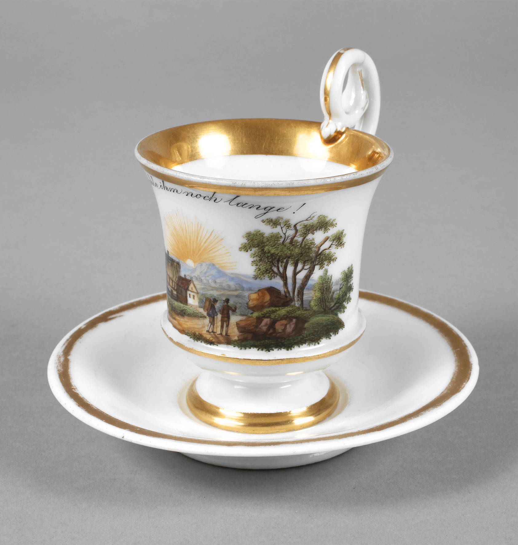 Meissen Ansichtentasse mit Schlangenhenkel