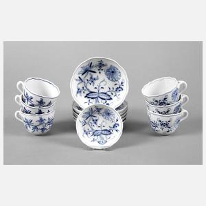 Meissen sechs Mokkatassen mit Untertassen