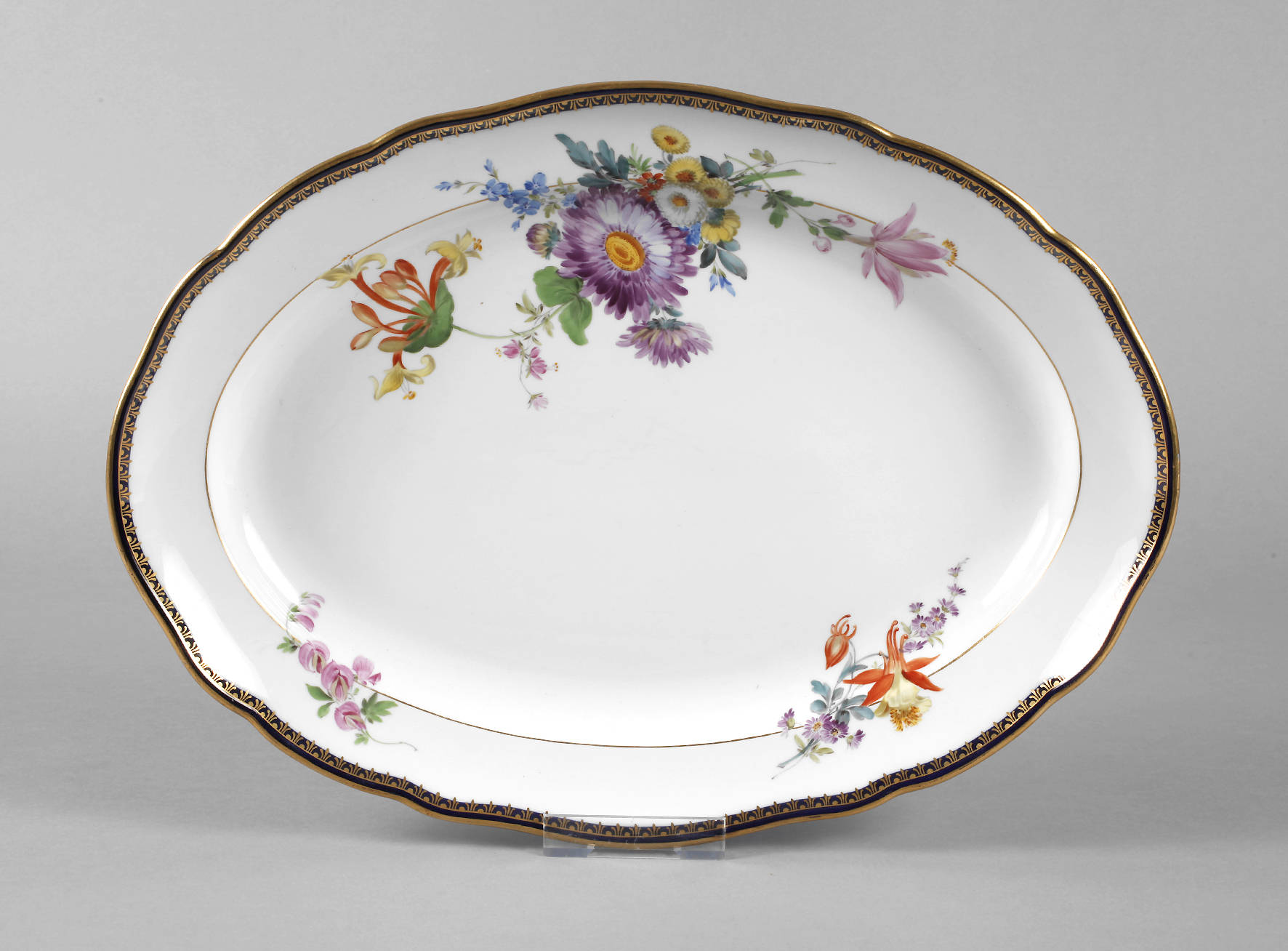 Meissen große Vorlegeplatte Kobaltrand