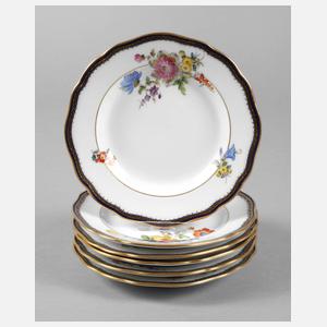 Meissen sechs Kuchenteller Kobaltrand