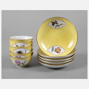 Meissen fünf Koppchen mit Untertassen