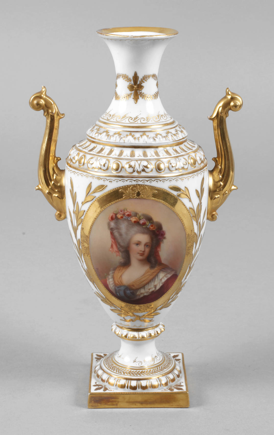 Thüringen Amphorenvase mit Portrait