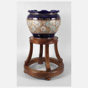 Großer Jugendstilcachepot mit Holzsockel