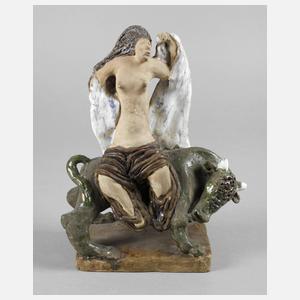 Künstlerfigur Europa auf dem Stier