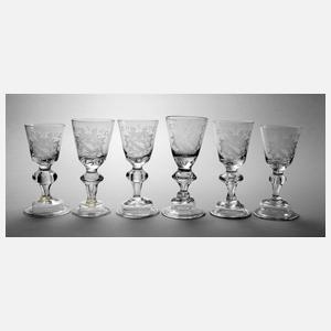 Sechs barocke Wappengläser der Grafen zu Schönburg