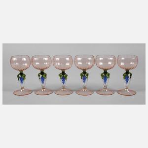 Sechs Weingläser Lauscha