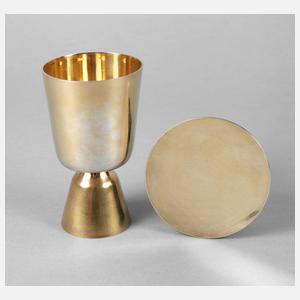 Abendmahlskelch mit Hostienteller Silber