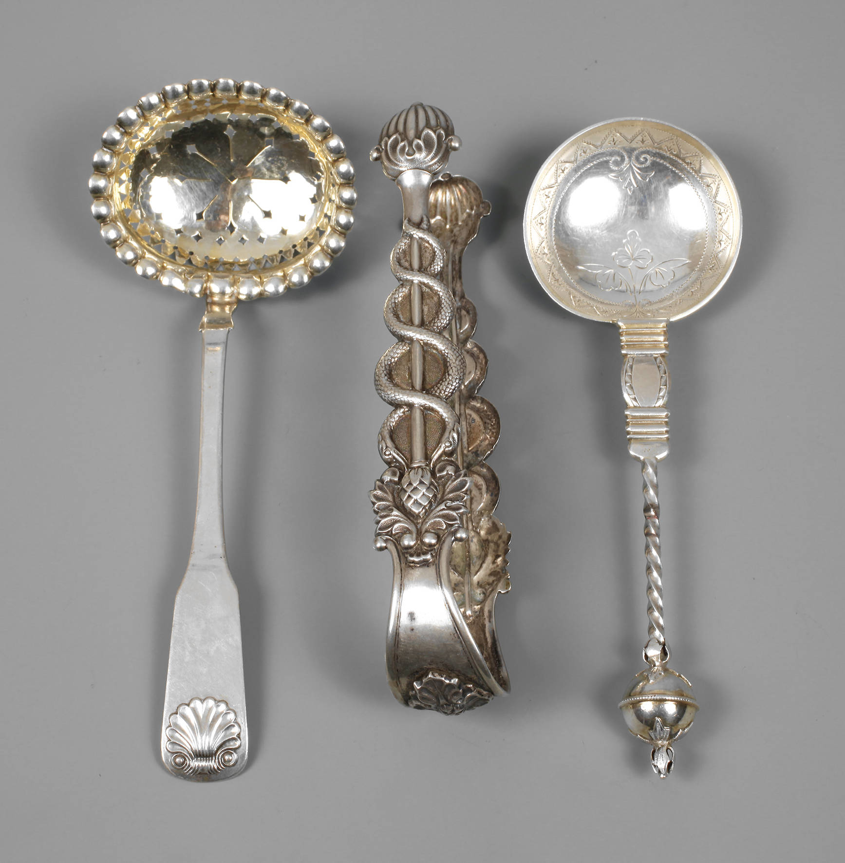 Drei Besteckteile Silber