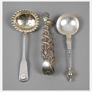 Drei Besteckteile Silber