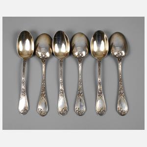Sechs Silberlöffel Emile Puiforcat Paris