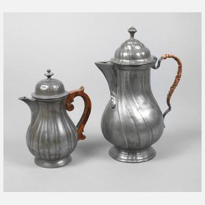 Zwei Biedermeierkannen Zinn
