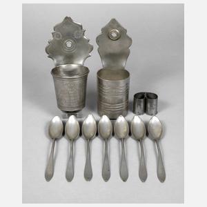 Zwei Wandlöffelhalter Zinn