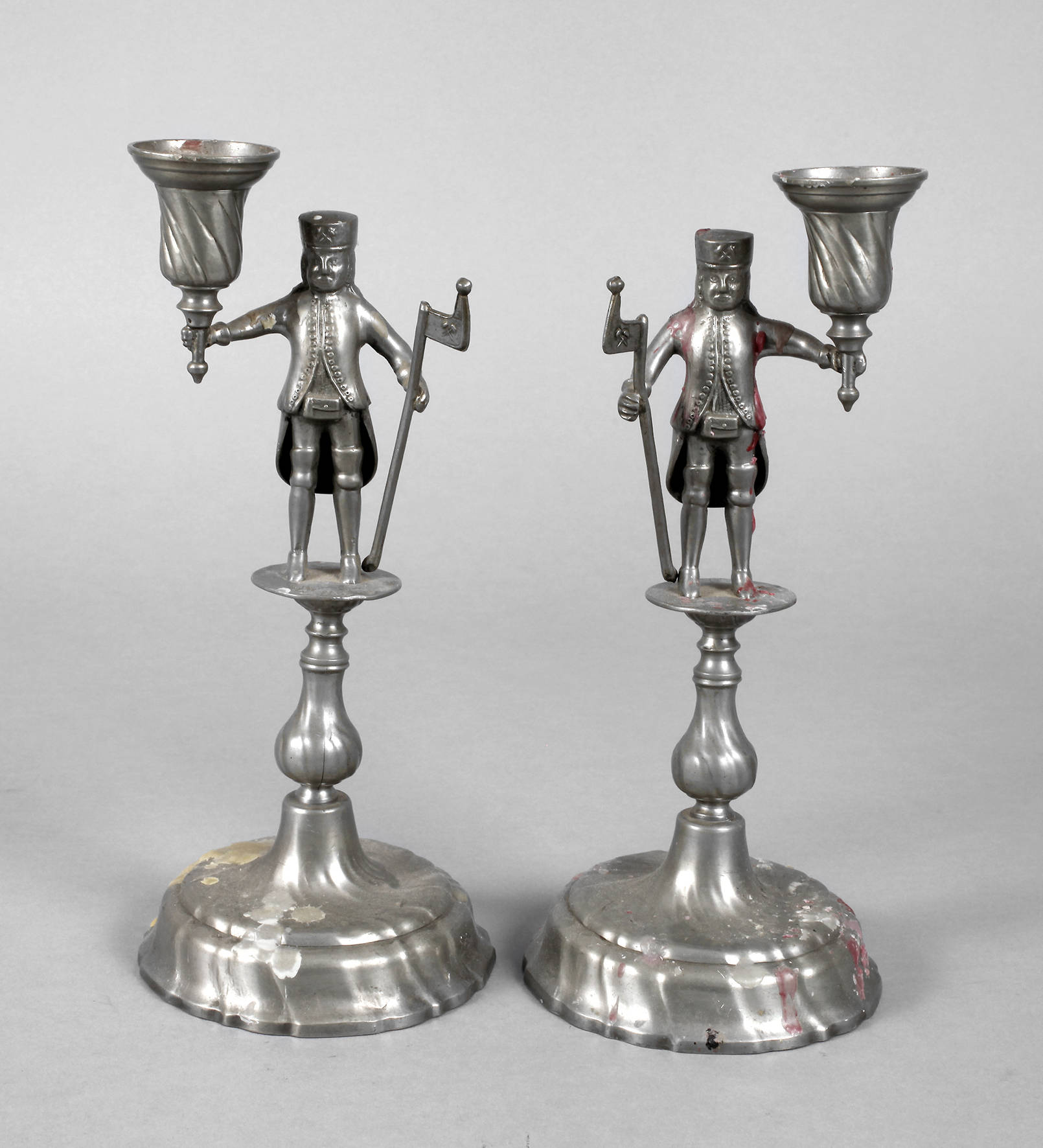 Paar Zinn-Bergmannsleuchter