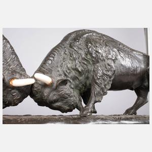 M. Bauer, Bisons im Kampf