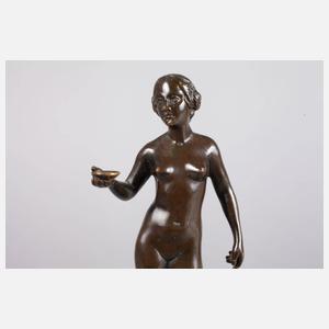 Kleinbronze weiblicher Akt mit Trinkschale