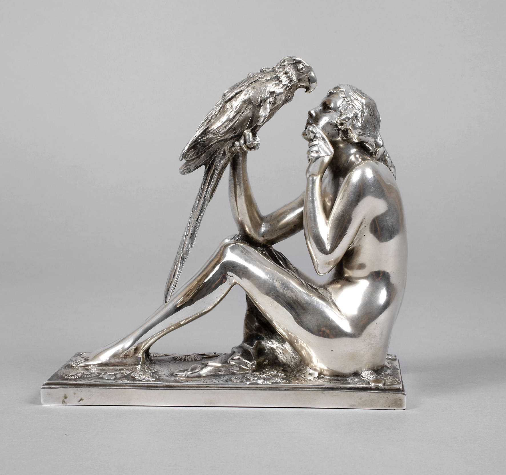 Bruno Zach, sitzender weiblicher Akt mit Papagei