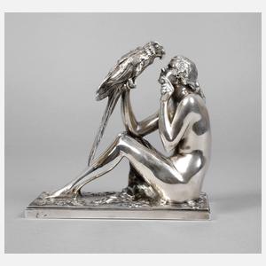 Bruno Zach, sitzender weiblicher Akt mit Papagei