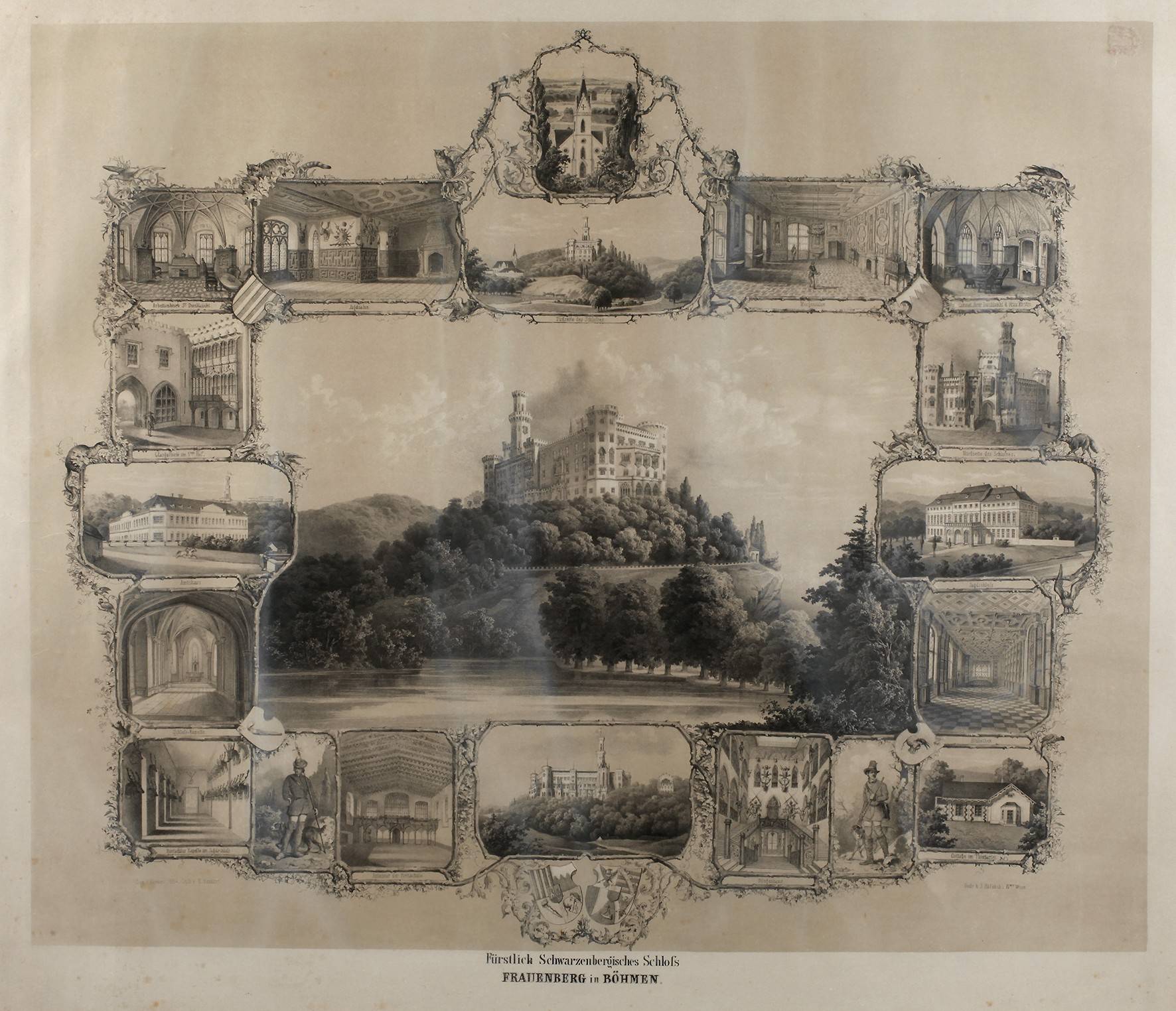 Souvenirblatt, Schloss Frauenberg in Böhmen