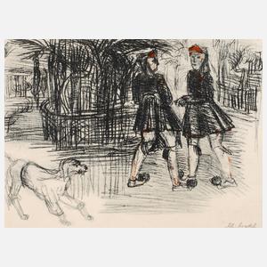 Prof. Charles Crodel, griechische Straßenszene mit Hund