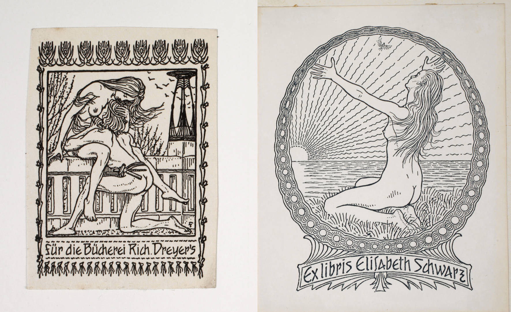 Prof. Hugo Höppener alias Fidus, zwei Exlibris