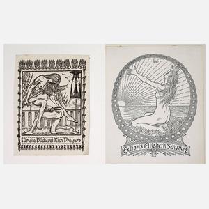 Prof. Hugo Höppener alias Fidus, zwei Exlibris