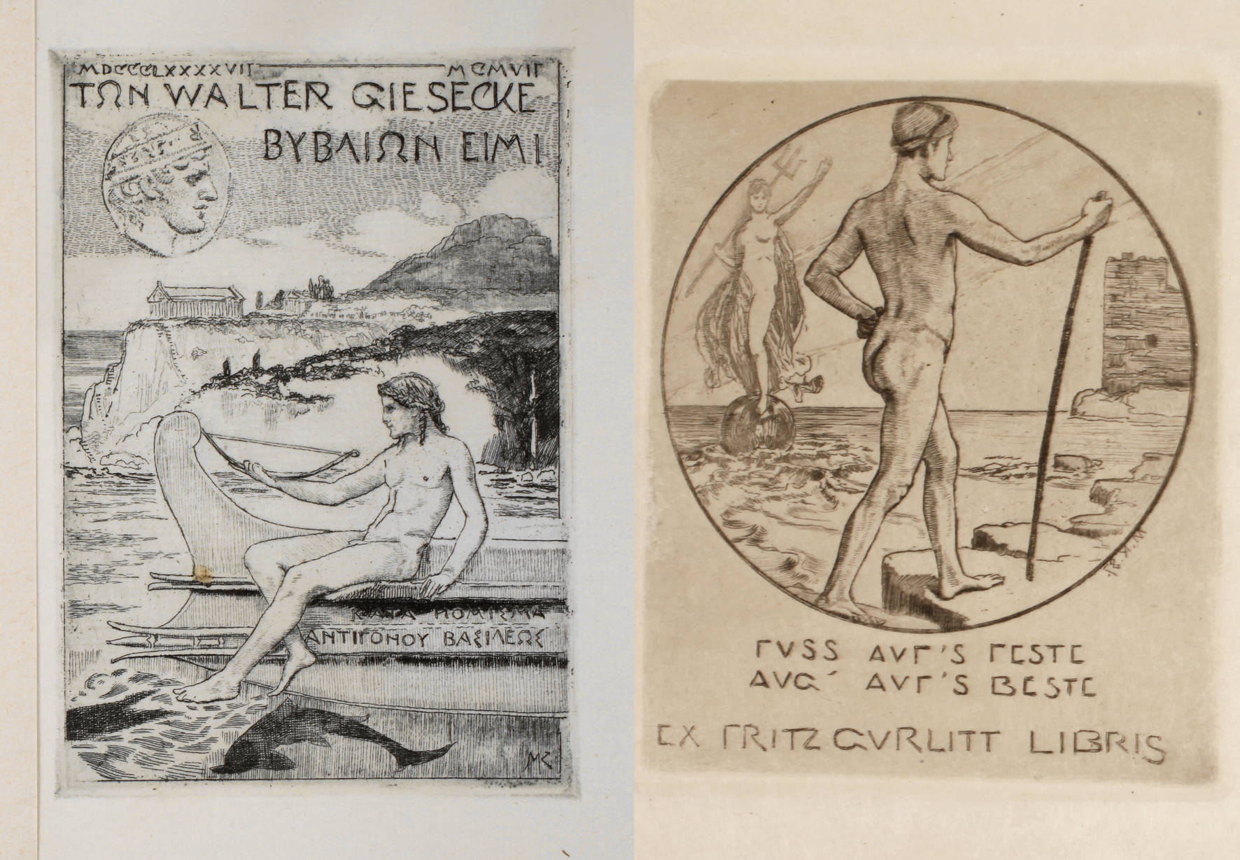 Prof. Max Klinger, zwei Exlibris