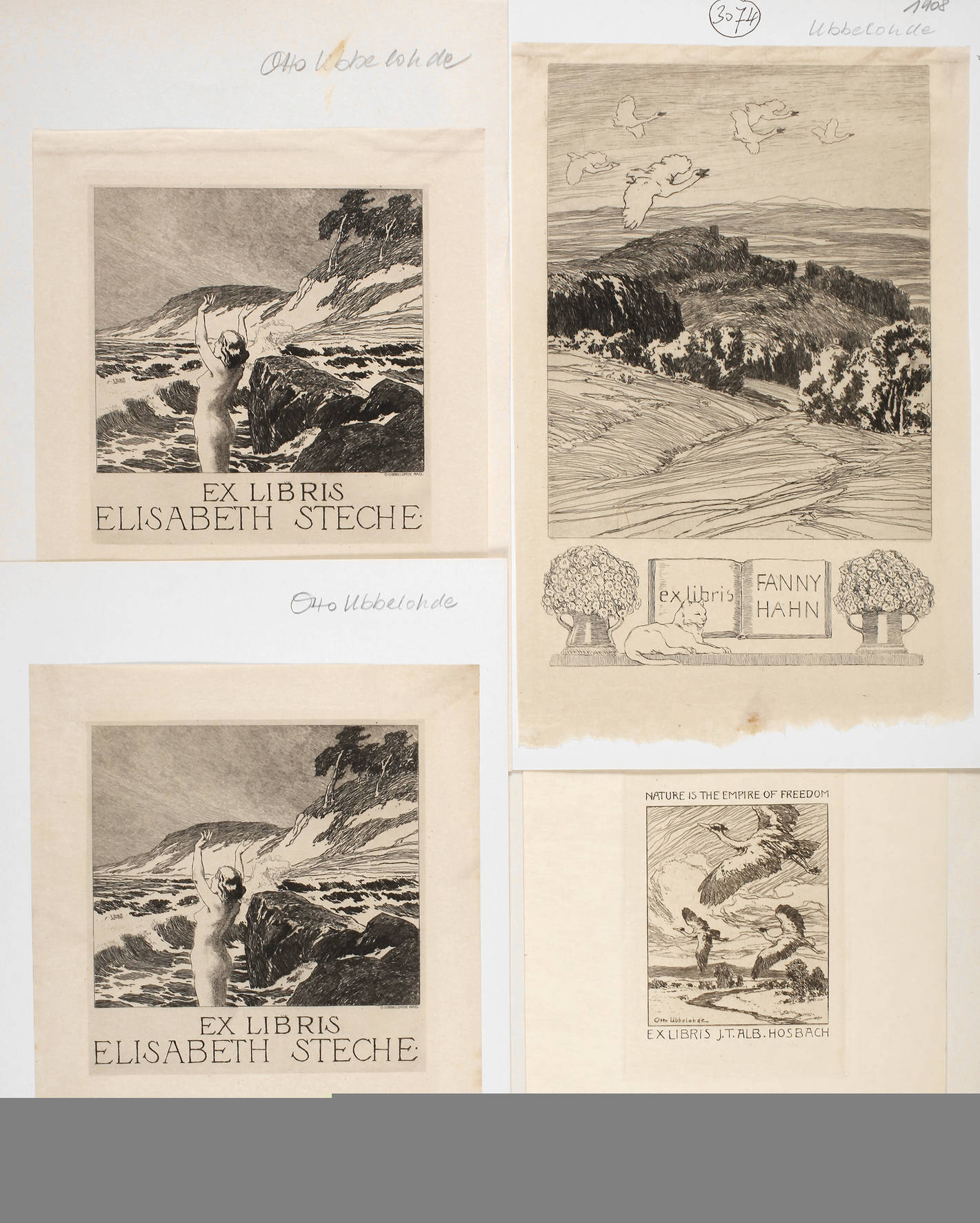 Prof. Otto Ubbelohde, vier Exlibris
