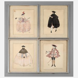 George Barbier, vier Kostümdarstellungen