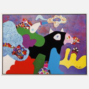 Otmar Alt, abstrakte Landschaft mit Kuh