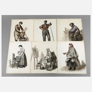 August Allebé , attr., sechs Genredarstellungen