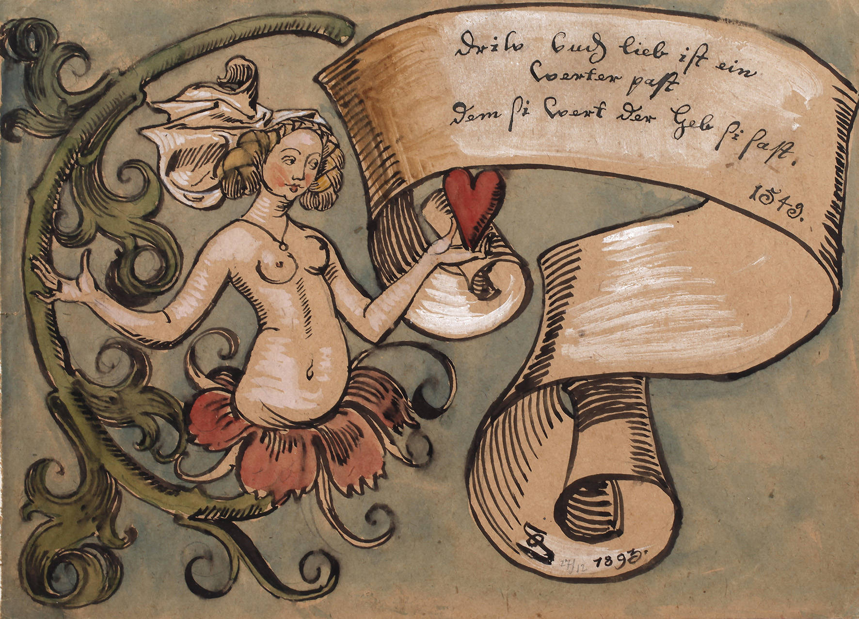 Otto Seitz, Aquarell mit Sinnspruch