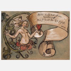 Otto Seitz, Aquarell mit Sinnspruch