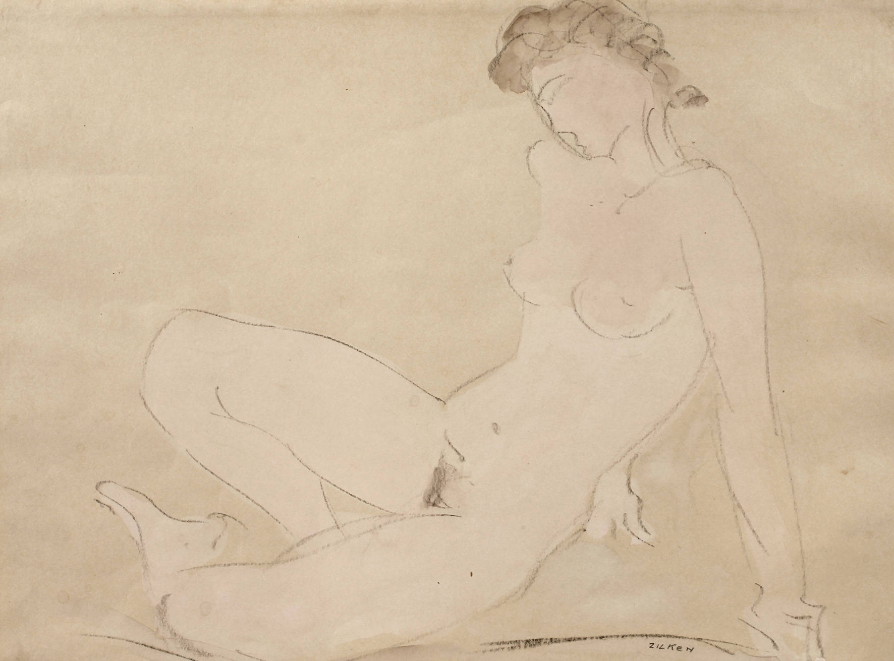 Lorenz Zilken, attr., Studie eines Frauenaktes