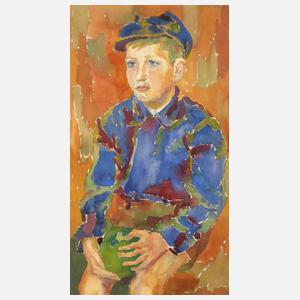 M. Houben, sitzender Junge mit Melone
