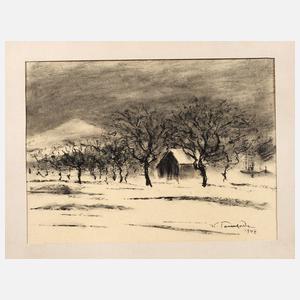 Karl Tomforde, Winterlandschaft mit Scheune