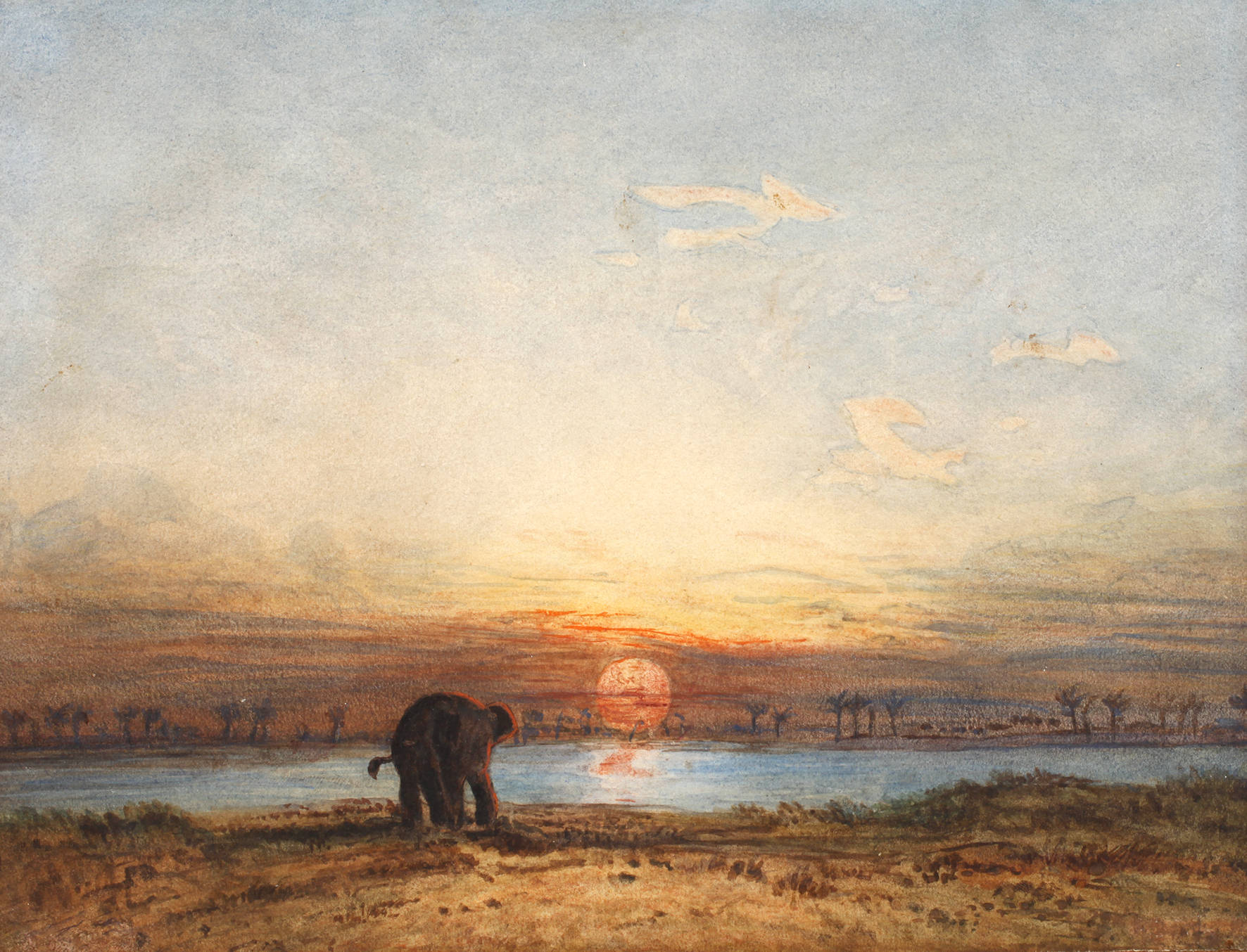 Eduard Hildebrandt, attr., Sonnenuntergang in Siam