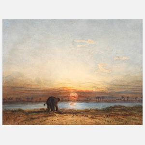 Eduard Hildebrandt, attr., Sonnenuntergang in Siam