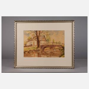 Bachlandschaft mit Brücke