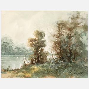 Claudine Natier, sommerliche Seeuferlandschaft