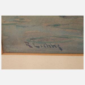 Richard Eschke, Flusslandschaft mit Raddampfer